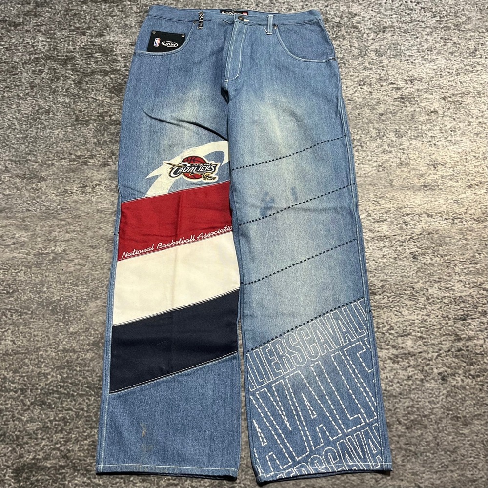 Vintage Cleveland Cavaliers Jeans‎ UNK NBA Mens 36x34 Blue Y2K Baggy Wide Leg
